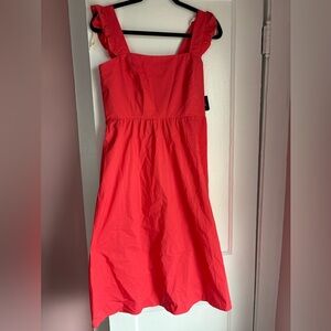 NWT 52seven Red Fit & Flare Dress Size 6 Smocked Back Ruffle Straps